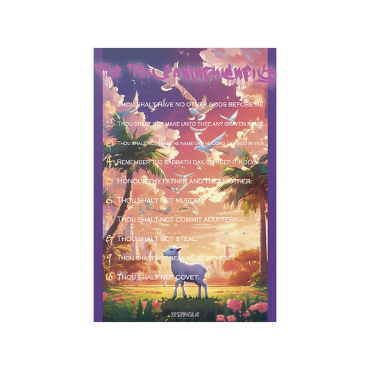 10 Commandments - Sheep, Palms, and Doves - Poster (Satin Style) - 12" x 18"